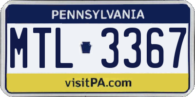 PA license plate MTL3367