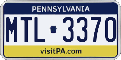 PA license plate MTL3370