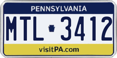 PA license plate MTL3412