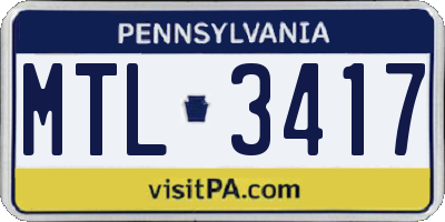 PA license plate MTL3417