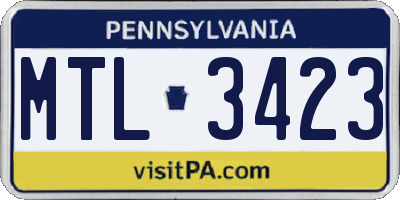 PA license plate MTL3423