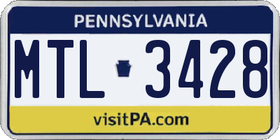 PA license plate MTL3428