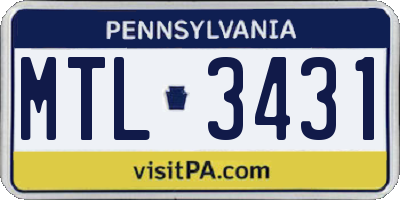 PA license plate MTL3431