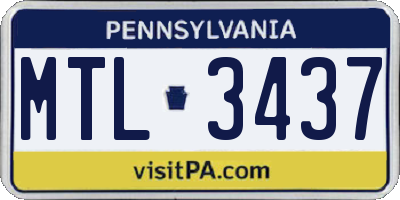 PA license plate MTL3437