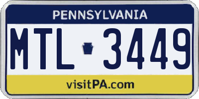 PA license plate MTL3449