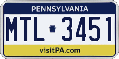 PA license plate MTL3451