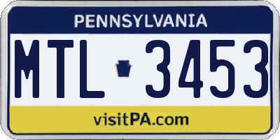 PA license plate MTL3453