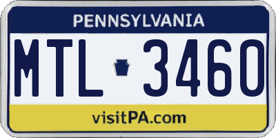 PA license plate MTL3460
