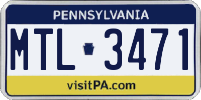 PA license plate MTL3471