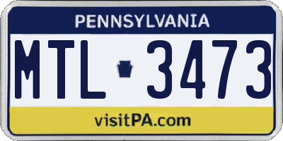 PA license plate MTL3473