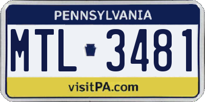 PA license plate MTL3481