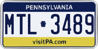 PA license plate MTL3489