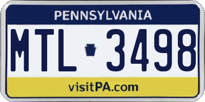 PA license plate MTL3498