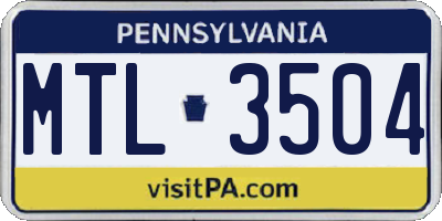 PA license plate MTL3504