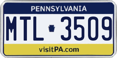 PA license plate MTL3509
