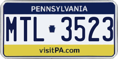 PA license plate MTL3523