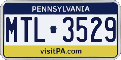 PA license plate MTL3529