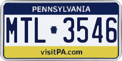 PA license plate MTL3546