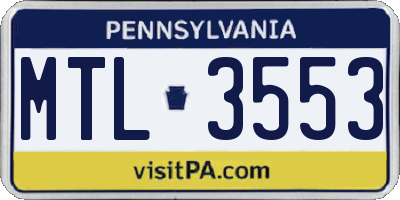 PA license plate MTL3553