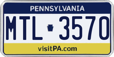 PA license plate MTL3570
