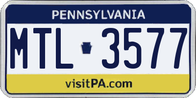 PA license plate MTL3577