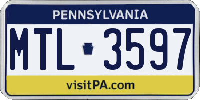 PA license plate MTL3597
