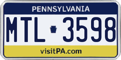 PA license plate MTL3598