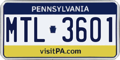PA license plate MTL3601