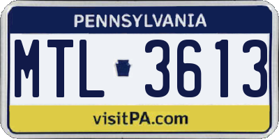 PA license plate MTL3613