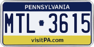 PA license plate MTL3615