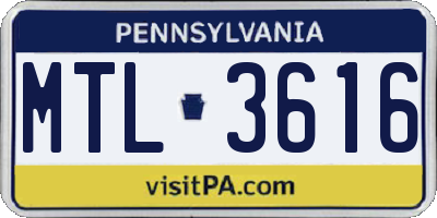 PA license plate MTL3616