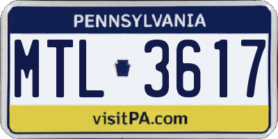 PA license plate MTL3617