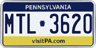 PA license plate MTL3620