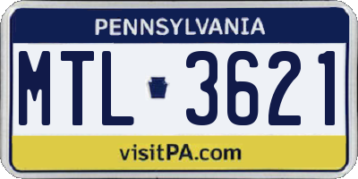 PA license plate MTL3621