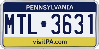 PA license plate MTL3631
