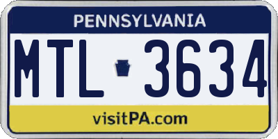 PA license plate MTL3634