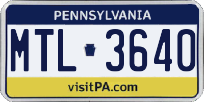 PA license plate MTL3640