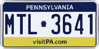 PA license plate MTL3641