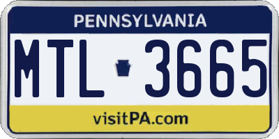 PA license plate MTL3665