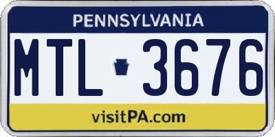 PA license plate MTL3676