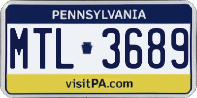PA license plate MTL3689
