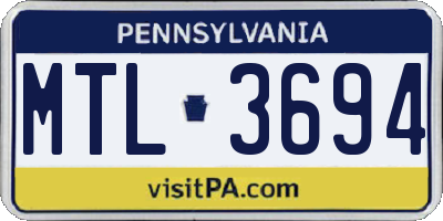 PA license plate MTL3694