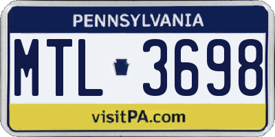 PA license plate MTL3698