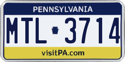 PA license plate MTL3714