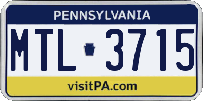 PA license plate MTL3715