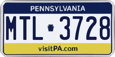 PA license plate MTL3728