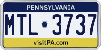 PA license plate MTL3737