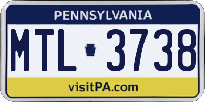 PA license plate MTL3738