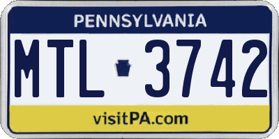 PA license plate MTL3742