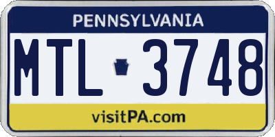 PA license plate MTL3748